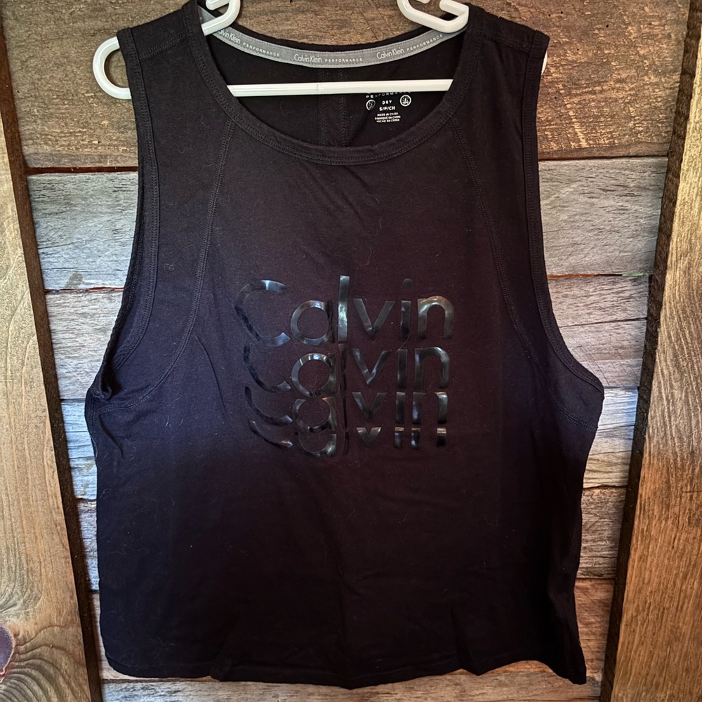 Calvin Klein Black Performance Tank Top with White Logo